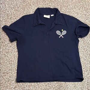 Maeve Anthropologie - Tennis Polo Neck Navy Top - XL